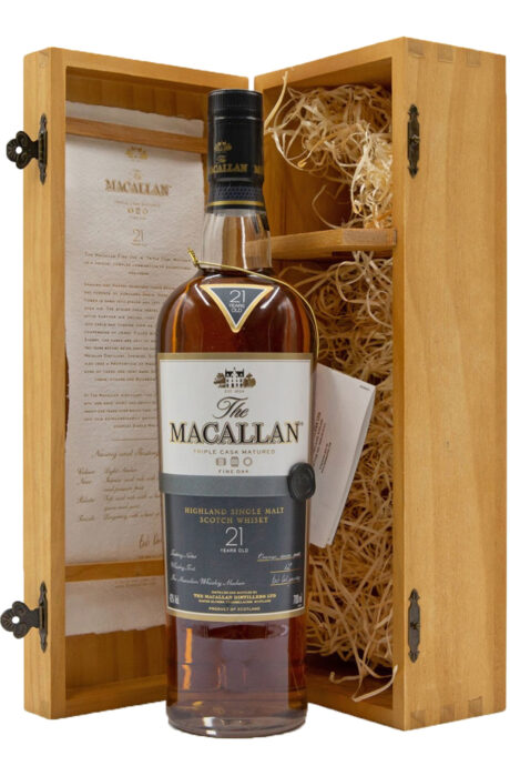 Whisky Scotch Single Malt Triple Cask 21 Years Old Fine Oak Cofanetto Legno (Astucciato) - Macallan